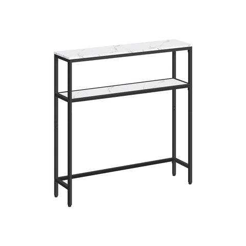 Rootz Narrow Sofa Table – Console Table – Accent Table – Space Saving – 20 x 80 x 80 cm –  White- Black
