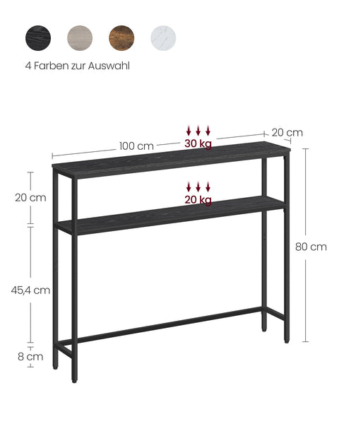 Rootz Console Table - Sideboard - Entryway Table - Chipboard and Steel - 20cm x 100cm x 80cm - Anthracite Gray and Ink Black