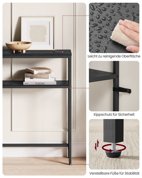Rootz Console Table - Sideboard - Entryway Table - Chipboard and Steel - 20cm x 100cm x 80cm - Anthracite Gray and Ink Black
