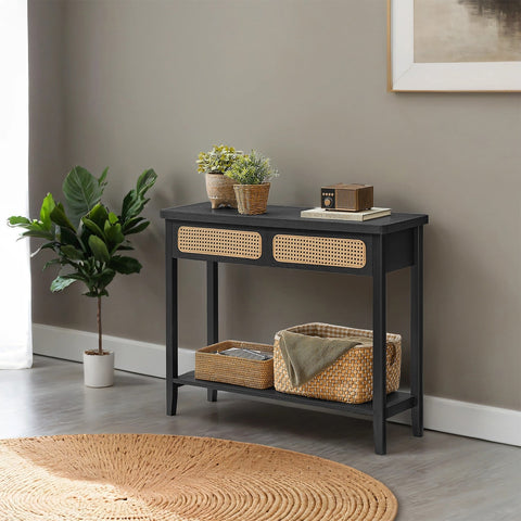 Rootz Black Console Table - Entryway Table - Hallway Furniture - Durable & Stylish - MDF & PVC - 30cm x 100cm x 80cm