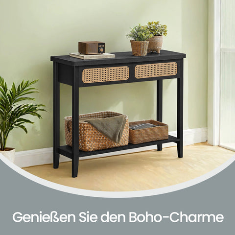 Rootz Black Console Table - Entryway Table - Hallway Furniture - Durable & Stylish - MDF & PVC - 30cm x 100cm x 80cm
