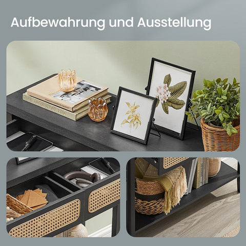 Rootz Black Console Table - Entryway Table - Hallway Furniture - Durable & Stylish - MDF & PVC - 30cm x 100cm x 80cm