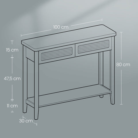 Rootz Black Console Table - Entryway Table - Hallway Furniture - Durable & Stylish - MDF & PVC - 30cm x 100cm x 80cm