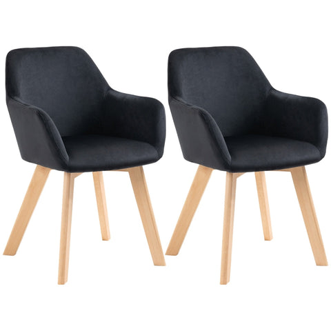 Rootz Dining Chair Set - Upholstered Chair - Velvet Fabric - Rubberwood Legs - Elegant Design - 54cm x 57cm x 80cm