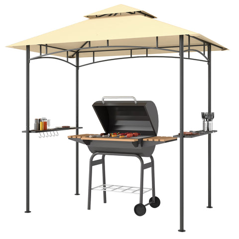 Rootz Grill Pavilion with LED - Garden Gazebo - BBQ Shelter - Water-Repellent & Flame-Retardant - 240 x 150 x 258 cm