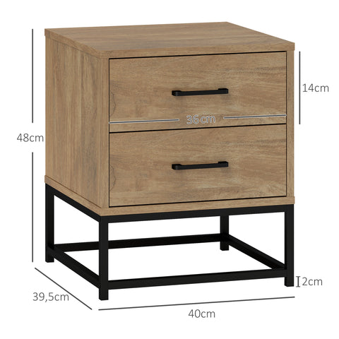 Rootz Industrial 2 Piece Bedside Tables - Night Stands - Bedroom Decor - Ample Storage - 40x39.5x48cm