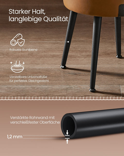 Rootz Storage Bench - Ottoman - Footstool - Steel Frame - Highly Elastic Foam - PU Leather - Plywood - 38.2cm x 44.4cm - Caramel Brown - 3.3kg - 150kg Capacity