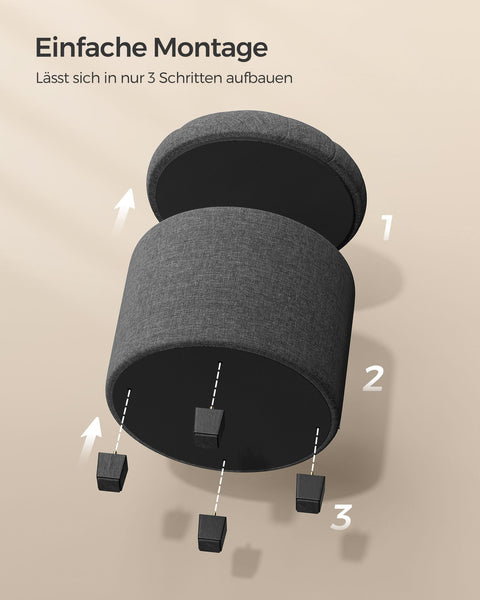 Rootz Storage Ottoman - Footrest Seat - Space Saving Stool - MDF Frame - Linen Cover - 45cm x 45cm x 44.5cm