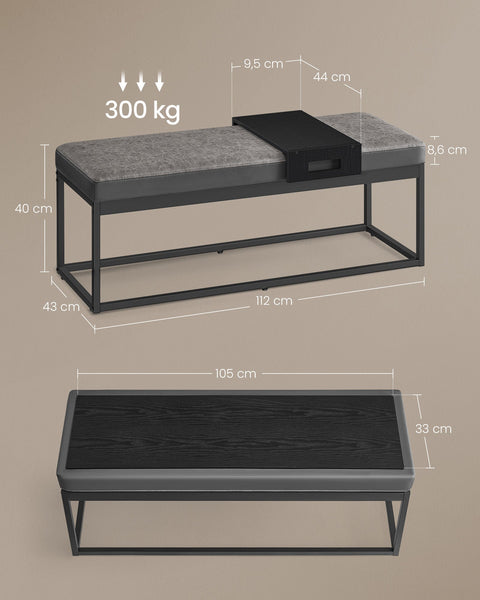 Rootz Faux Leather Storage Bench - Ottoman - Seat Organizer - Padded Cushion - 100cm x 40cm x 50cm
