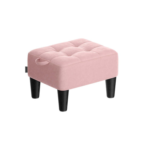 Rootz Velvet Seat Stool - Pink and Black- Ottoman - Footrest - Supports 150kg - 40cm x 32cm x 26cm