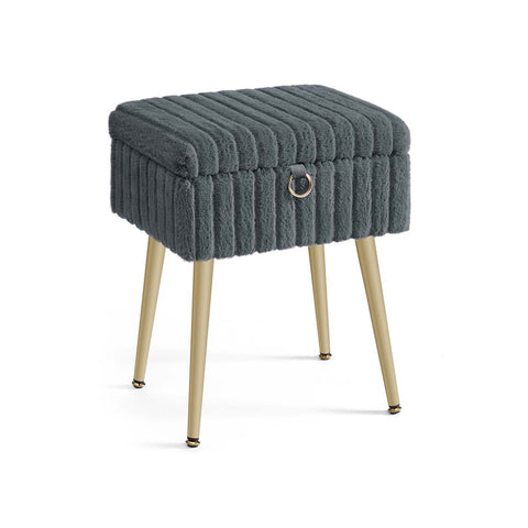 Rootz Dressing Table Stool - Vanity Seat - Padded Chair with Storage - Comfort Seating - 30cm x 40cm x 50cm - Grey