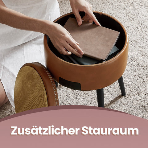 Rootz Seat Stool Bench - Storage Space Chest - Seat Chest - Durable PU Leather - 38.2cm D x 44.4cm H