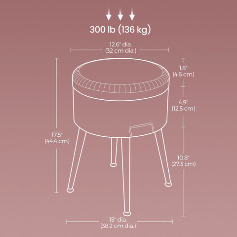 Rootz Seat Stool Bench - Storage Space Chest - Seat Chest - Durable PU Leather - 38.2cm D x 44.4cm H