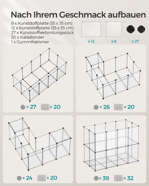 Rootz White 2 Piece Set Storage Cube Organizer - Plastic Shelf - Modular Shelving - PP Plastic Board - ABS Plastic Connector - Easy Assembly - Versatile Storage Solution - Space Saving Design - 145cm x 72cm x 57cm