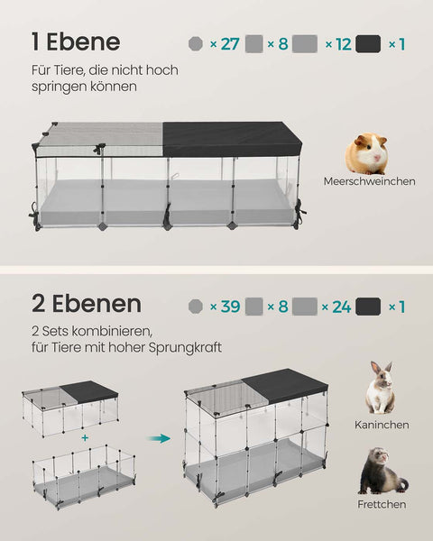 Rootz Modular Pet Playpen - Customizable Animal Cage - DIY Pet Enclosure - Durable Plastic - 144cm x 74cm x 47cm