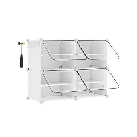 Rootz White 16 Cube Storage Organizer - Plastic Shelf - Modular Storage - Lightweight - 32cm x 83cm x 63cm
