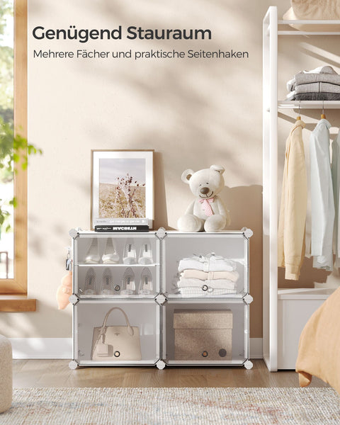 Rootz White 16 Cube Storage Organizer - Plastic Shelf - Modular Storage - Lightweight - 32cm x 83cm x 63cm