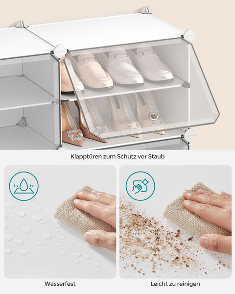 Rootz White 16 Cube Storage Organizer - Plastic Shelf - Modular Storage - Lightweight - 32cm x 83cm x 63cm
