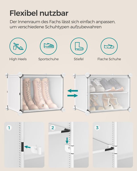 Rootz White 16 Cube Storage Organizer - Plastic Shelf - Modular Storage - Lightweight - 32cm x 83cm x 63cm