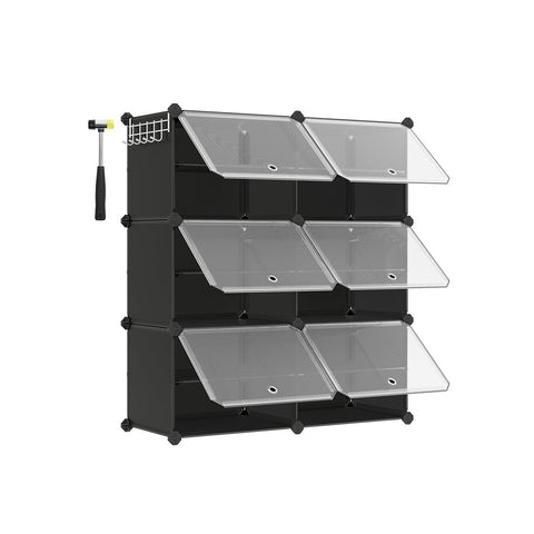 Rootz 9 Cube Storage Organizer - Black - ABS Plastic - Steel Frame - Spacious Compartments - Easy Assembly - 32cm x 124cm x 94cm