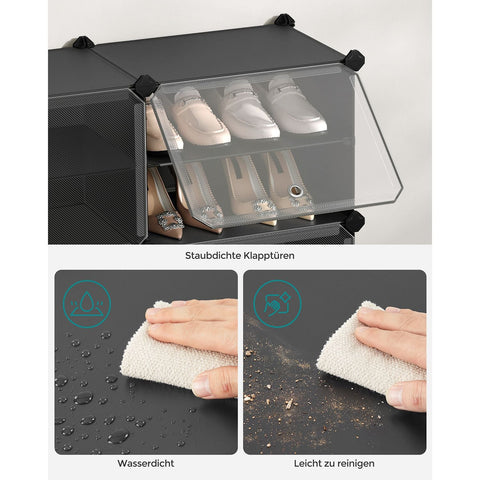 Rootz 9 Cube Storage Organizer - Black - ABS Plastic - Steel Frame - Spacious Compartments - Easy Assembly - 32cm x 124cm x 94cm