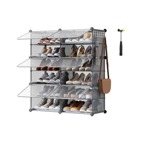 Rootz Schuhregal Storage Shelf - Shoe Organizer - Shoe Rack - Space-Saving - 32cm x 83cm x 94cm - Grey