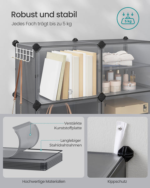 Rootz Schuhregal Storage Shelf - Shoe Organizer - Shoe Rack - Space-Saving - 32cm x 83cm x 94cm - Grey