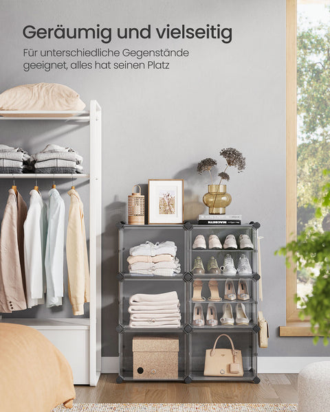 Rootz Schuhregal Storage Shelf - Shoe Organizer - Shoe Rack - Space-Saving - 32cm x 83cm x 94cm - Grey