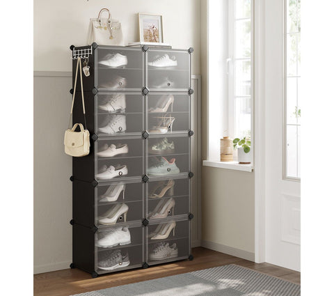 Rootz 10 Compartment Shoe Rack - Organizer - Storage Unit - Durable - 32cm x 165cm x 125cm