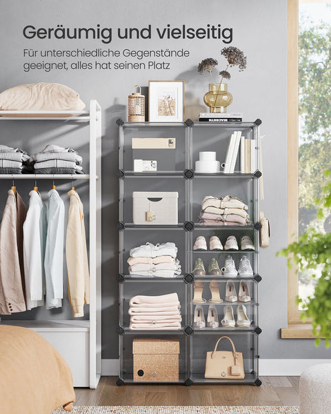Rootz Schuhregal - Shoe Storage - Organizing Rack - 10 Compartments - Grey - 32 x 83 x 156 cm - Durable Plastic & Steel Frame