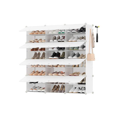Rootz Modular Storage Shelving Unit - Organizer - Display System - Durable - White Transparent - 32cm x 124cm x 6cm
