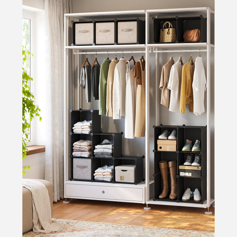 Rootz Plug-in Shelving System 16 Cubes Black - DIY Storage - Modular Organizer - Simple Assembly - 125cm x 31cm x 125cm