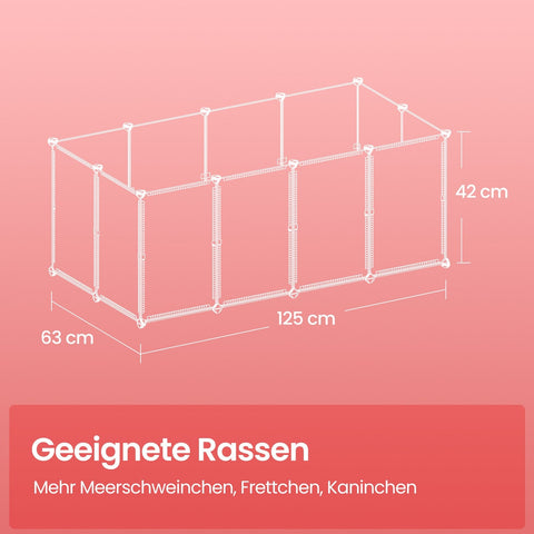 Rootz Small Animal Enclosure - Playpen - Pet Fence - Waterproof - Easy to Clean - 125cm x 63cm x 42cm