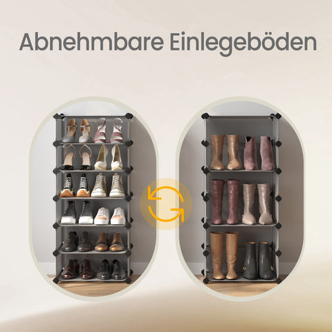 Rootz Schuhregal Shelf System - Plug-in Shelf - Shelf Organizer - Adaptable Design - 43x31x173cm or 83x31x88cm
