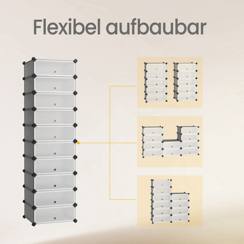 Rootz Schuhregal Shelf System - Plug-in Shelf - Shelf Organizer - Adaptable Design - 43x31x173cm or 83x31x88cm