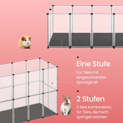 Rootz Small Animal Enclosure - Playpen for Hamsters - Floor Panels - Waterproof Surface - 143cm x 73cm x 46cm