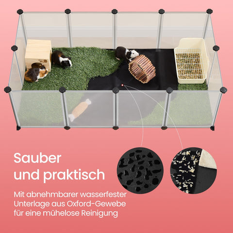 Rootz Small Animal Enclosure - Playpen for Hamsters - Floor Panels - Waterproof Surface - 143cm x 73cm x 46cm