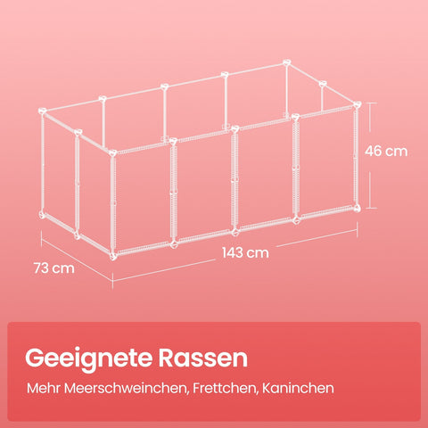 Rootz Small Animal Enclosure - Playpen for Hamsters - Floor Panels - Waterproof Surface - 143cm x 73cm x 46cm