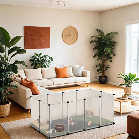 Rootz Small Animal Enclosure - Playpen with Floor Panels - Hamster Cage - Waterproof Surface - 145cm x 73cm x 57cm