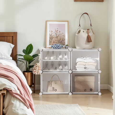 Rootz Shoe Organizer - Storage Unit - Shoe Shelf - Sturdy Design - White - 32cm x 83cm x 63cm