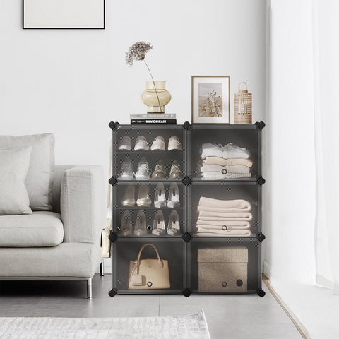 Rootz Schuhregal Shoe Cabinet - Shoe Storage - 6 Compartments - Space-Saving - 32cm x 83cm x 156cm