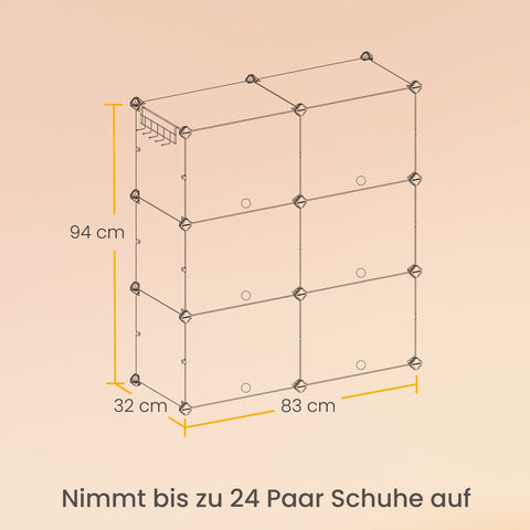 Rootz Schuhregal Shoe Cabinet - Shoe Storage - 6 Compartments - Space-Saving - 32cm x 83cm x 156cm