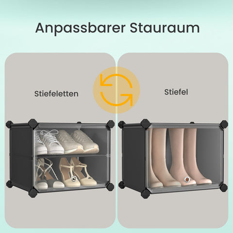 Rootz Shoe Shelf 10 Compartment Cabinet - Storage Organizer - Shoe Rack - Durable ABS & PP - 30x40x30cm Compart. - 32x82x152cm Overall