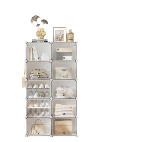 Rootz 10 Compartment Shoe Shelf - Shoe Cabinet - Shoe Organizer - ABS & PP Plastic - Steel Frame - 32x82x152cm - Space-Saving Solution