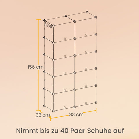 Rootz 10 Compartment Shoe Shelf - Shoe Cabinet - Shoe Organizer - ABS & PP Plastic - Steel Frame - 32x82x152cm - Space-Saving Solution