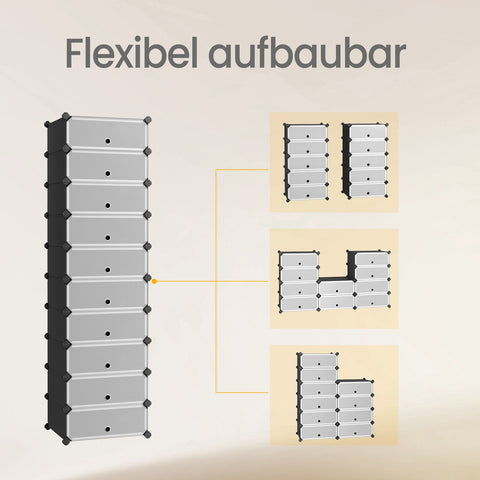 Rootz 10 Level Shoe Rack - Plug-In Shelf - Shelf System - Stable & Durable - 43cm x 31cm x 173cm