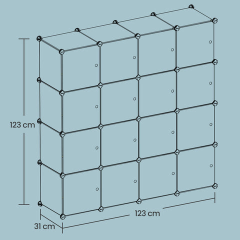 Rootz Kids Space Motif Cube Shelf - Storage Organizer - Versatile Shelving Unit - Encourages Tidiness - 123cm x 31cm x 123cm