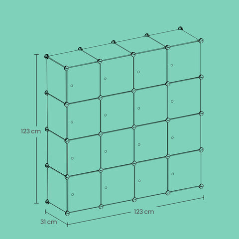 Rootz Shelf System - Cube Shelf - Storage Organizer - Keep Chaos in Check - 123cm x 31cm x 123cm