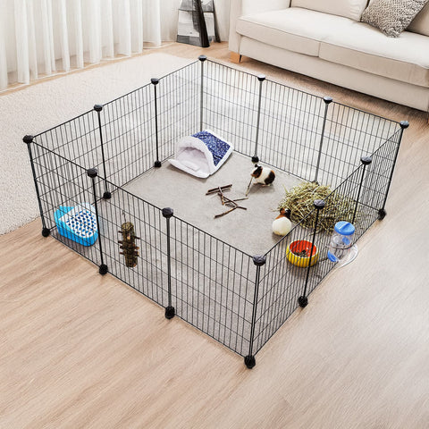 Rootz Pet Playpen - Pet Playground - Outdoor Enclosure - Spacious & Secure - 143cm x 73cm x 46cm - Metal & Plastic - Easy Assembly