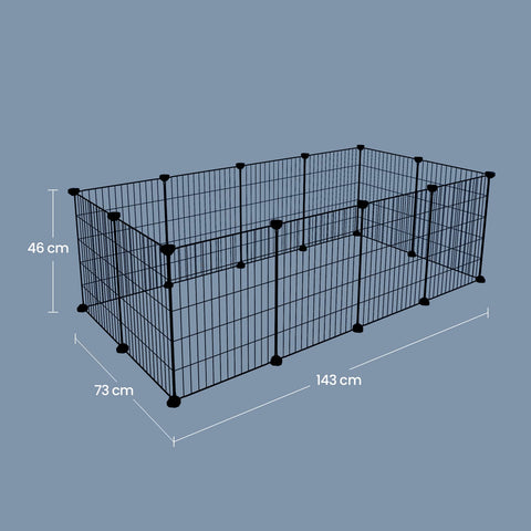 Rootz Pet Playpen - Pet Playground - Outdoor Enclosure - Spacious & Secure - 143cm x 73cm x 46cm - Metal & Plastic - Easy Assembly